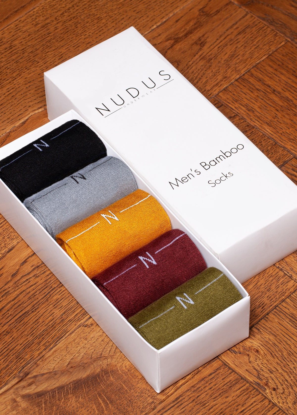 NUDUS Men’s Super Soft Bamboo Dress Socks 5-Pair Gift Box