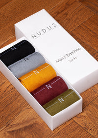 NUDUS Men’s Super Soft Bamboo Dress Socks 5-Pair Gift Box