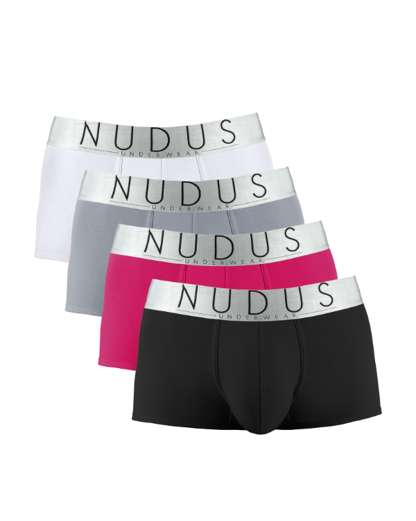 White, Gray, Purple, Black NUDUS Men's Cotton Trunks - Pack of 4 - Gift Box