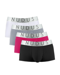 White, Gray, Purple, Black NUDUS Men's Cotton Trunks - Pack of 4 - Gift Box