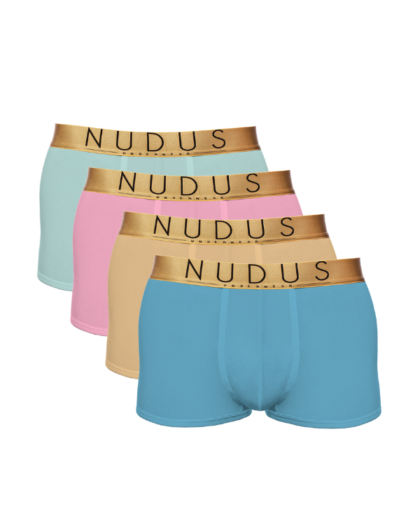 Yellow, Pink, Mint and Blue NUDUS Men's Bamboo Trunks - Double Pouch - Pack of 4 - Gift Box