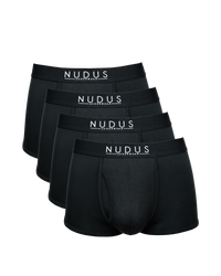 ALL BLACK NUDUS Men's Bamboo Trunks - Fly Opening - Pack of 4 - Gift Box