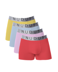 NUDUS Men's Cotton Boxer Briefs - Pack of 4 - Gift Box
