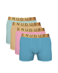NUDUS Men's Bamboo Boxer Briefs - Double Pouch - Pack of 4 - Gift Box