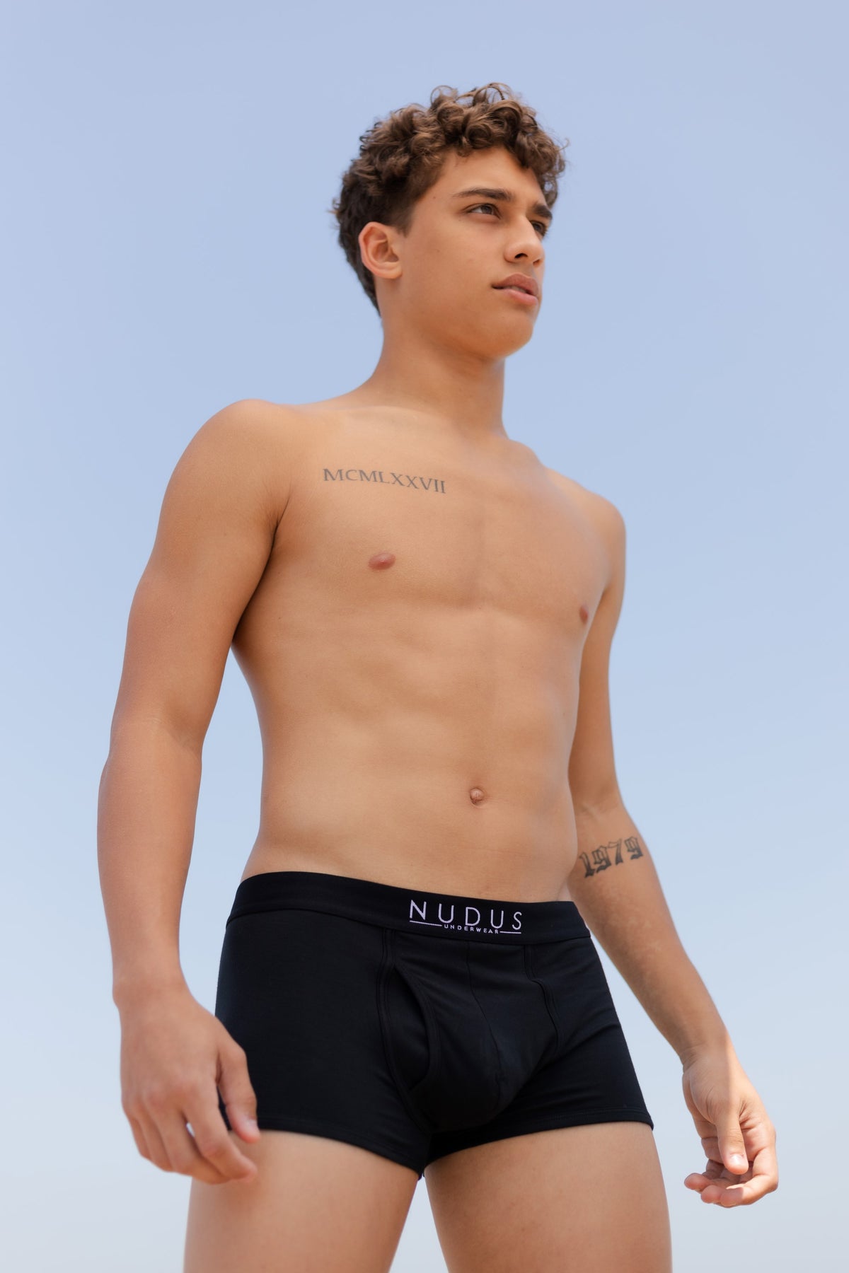 ALL BLACK NUDUS Men's Bamboo Trunks - Fly Opening - Pack of 4 - Gift Box