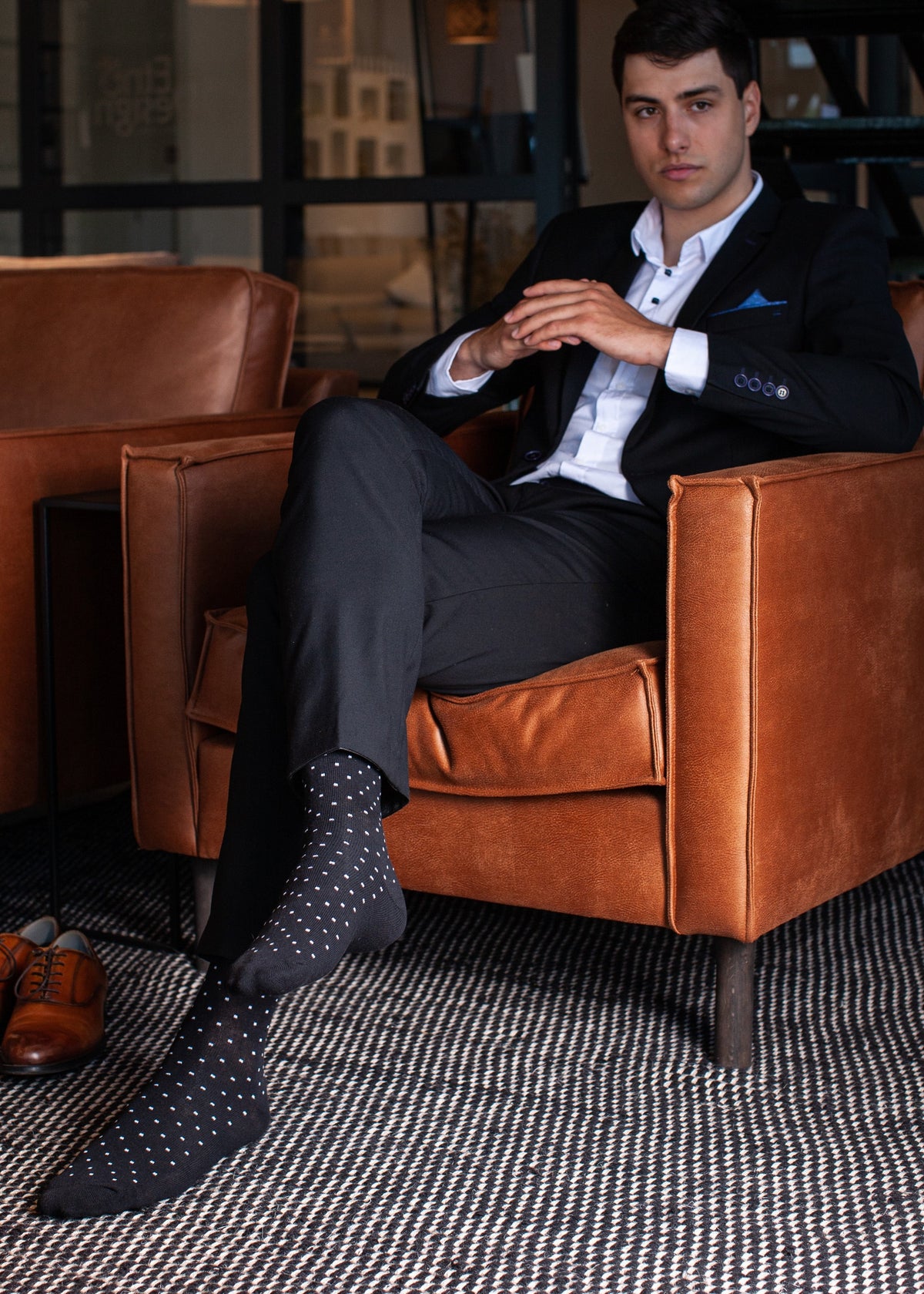NUDUS Men’s Cotton Polka Dot Dress Socks 5-Pair Gift Box