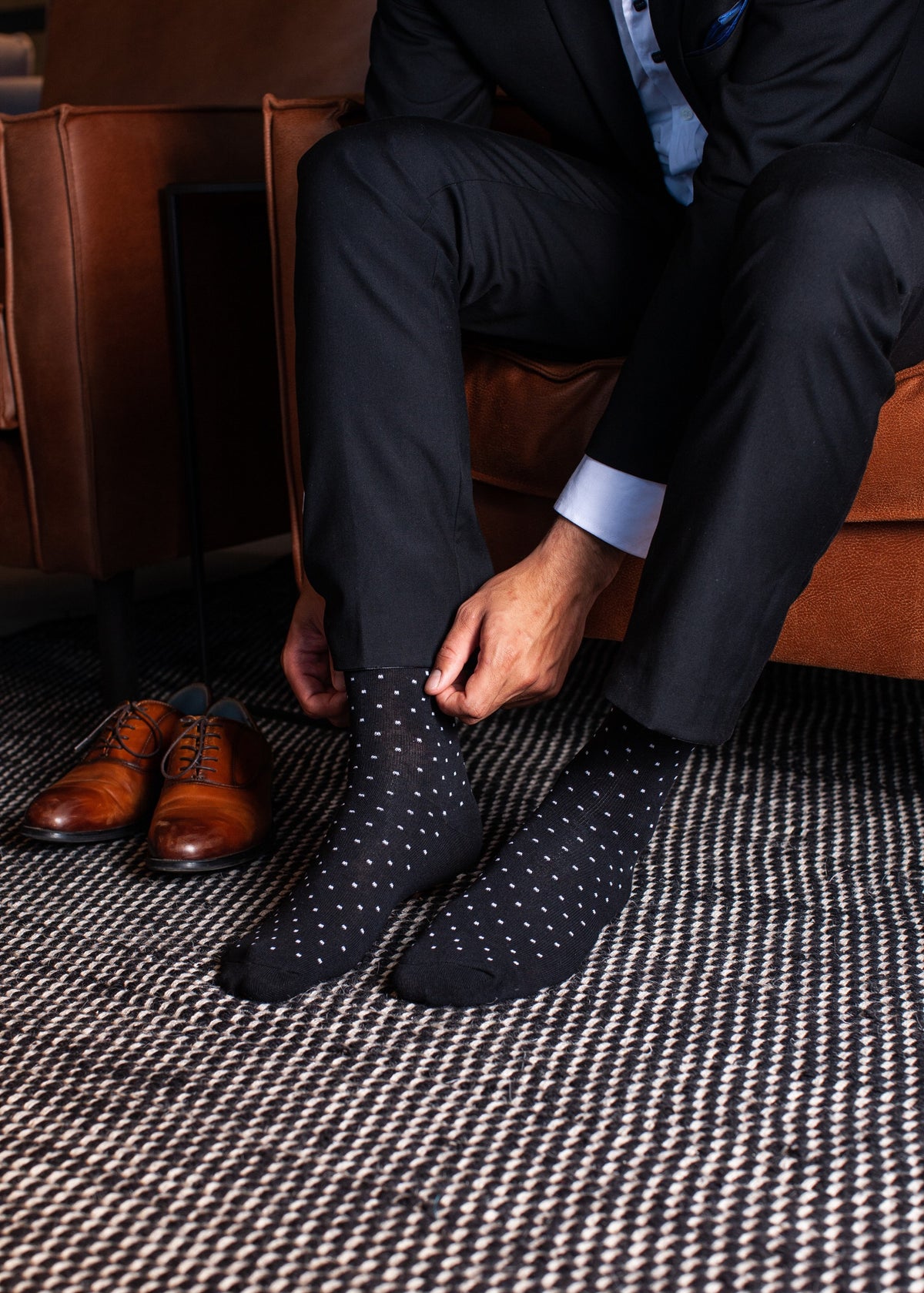 NUDUS Men’s Cotton Polka Dot Dress Socks 5-Pair Gift Box
