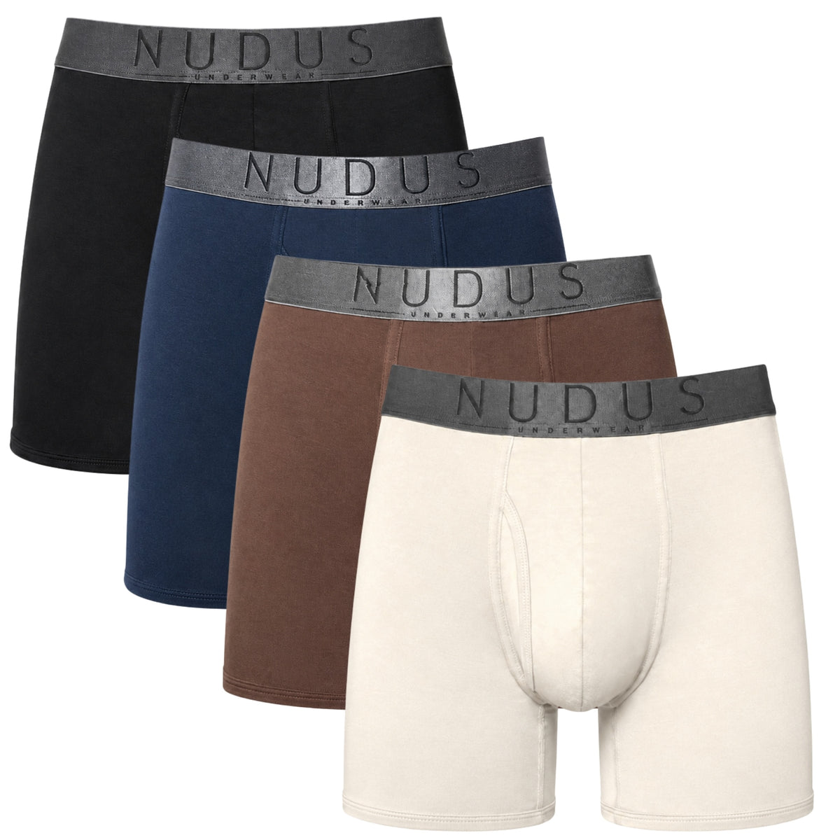 NUDUS Men's Modal Boxers - Fly Opening - Pack of 4 - Gift Box