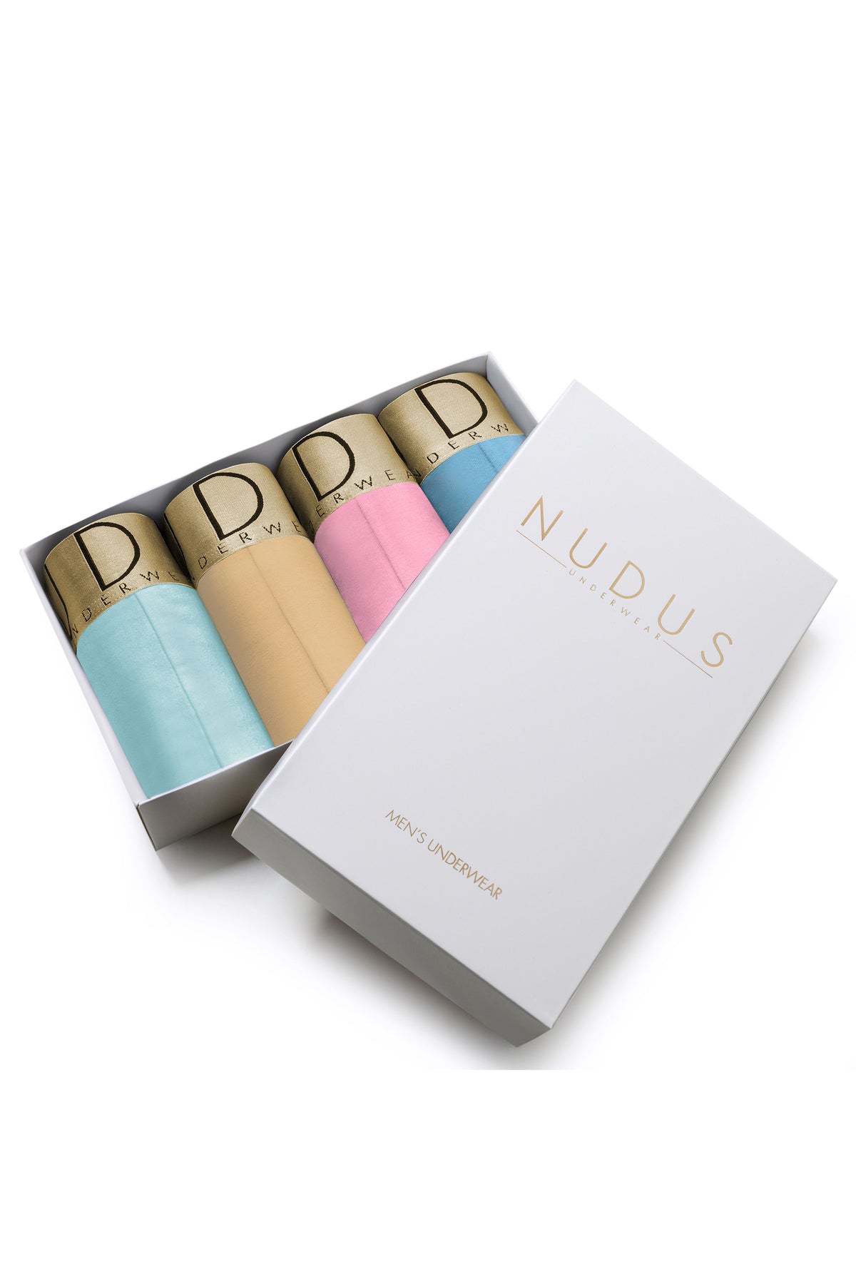 NUDUS Men's Bamboo Boxer Briefs - Double Pouch - Pack of 4 - Gift Box