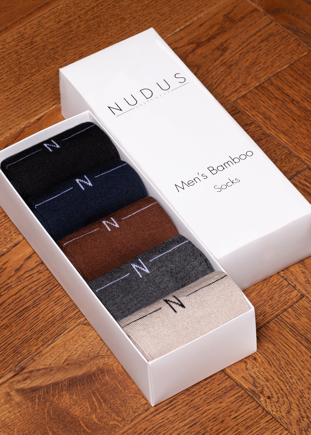 NUDUS Men’s Super Soft Bamboo Dress Socks 5-Pair Gift Box