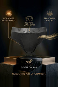 NUDUS Men's Modal Briefs - Fly Opening - Pack of 4 - Gift Box
