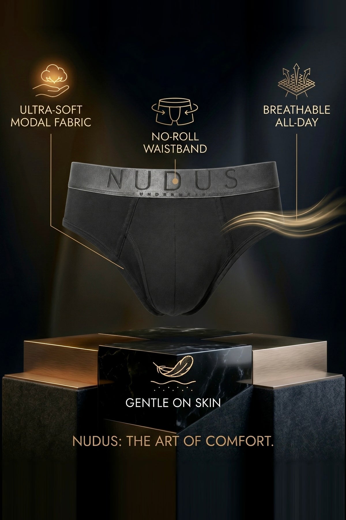 NUDUS Men's Modal Briefs - Fly Opening - Pack of 4 - Gift Box