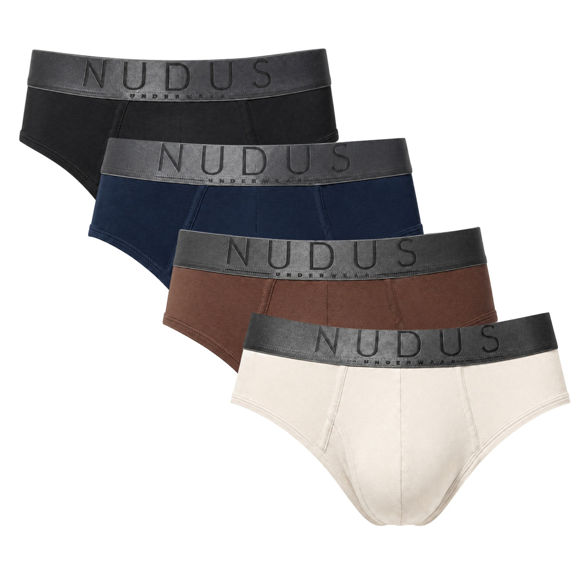 NUDUS Men's Modal Briefs - Fly Opening - Pack of 4 - Gift Box