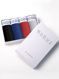 NUDUS Men's Bamboo Briefs - Fly Opening - Pack of 4 - Gift Box