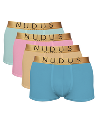 NUDUS Men's Bamboo Trunks - Double Pouch - Pack of 4 - Gift Box