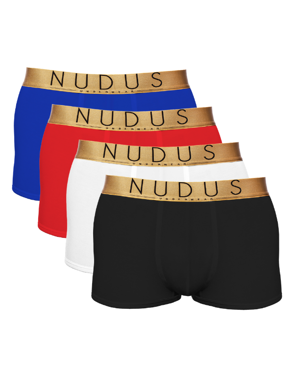 NUDUS Men's Bamboo Trunks - Double Pouch - Pack of 4 - Gift Box