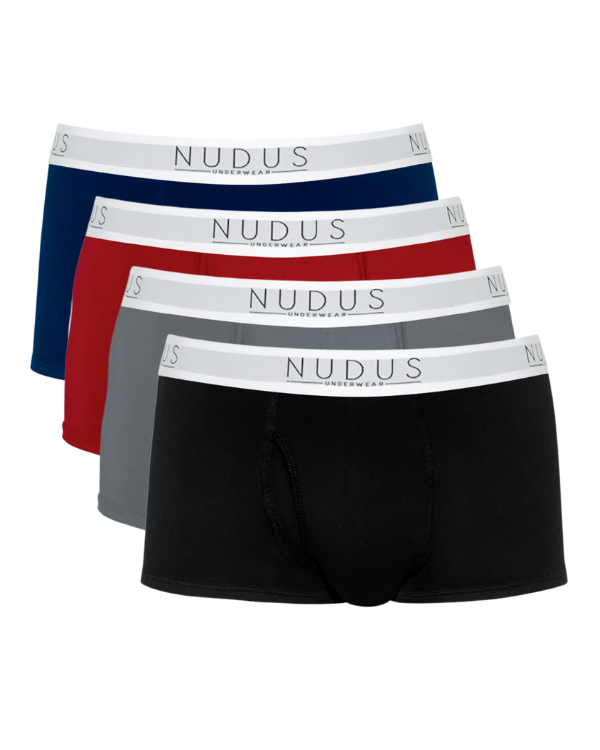 NUDUS Men's Bamboo Trunks - Fly Opening - Pack of 4 - Gift Box