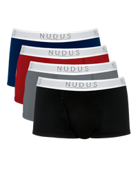 NUDUS Men's Bamboo Trunks - Fly Opening - Pack of 4 - Gift Box