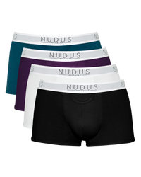 NUDUS Men's Bamboo Trunks - Fly Opening - Pack of 4 - Gift Box