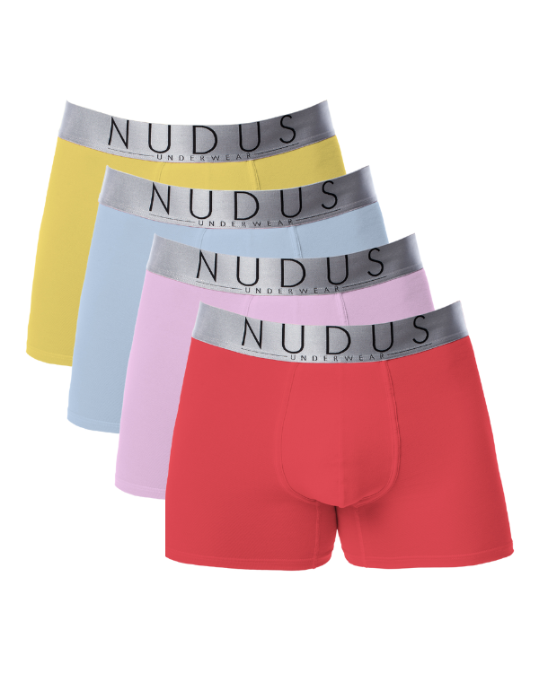 NUDUS Men's Cotton Boxer Briefs - Pack of 4 - Gift Box