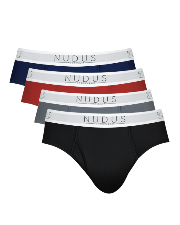 NUDUS Men's Bamboo Briefs - Fly Opening - Pack of 4 - Gift Box