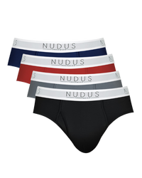 NUDUS Men's Bamboo Briefs - Fly Opening - Pack of 4 - Gift Box