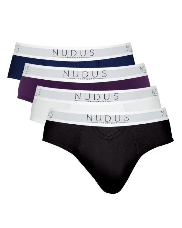 NUDUS Men's Bamboo Briefs - Fly Opening - Pack of 4 - Gift Box