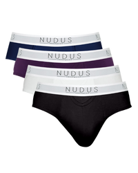 NUDUS Men's Bamboo Briefs - Fly Opening - Pack of 4 - Gift Box