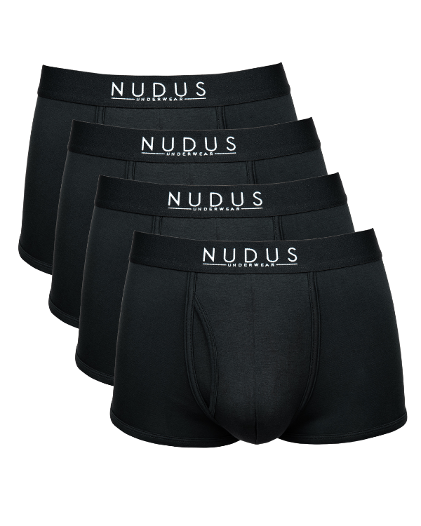 NUDUS Men's Bamboo Trunks - Fly Opening - Pack of 4 - Gift Box