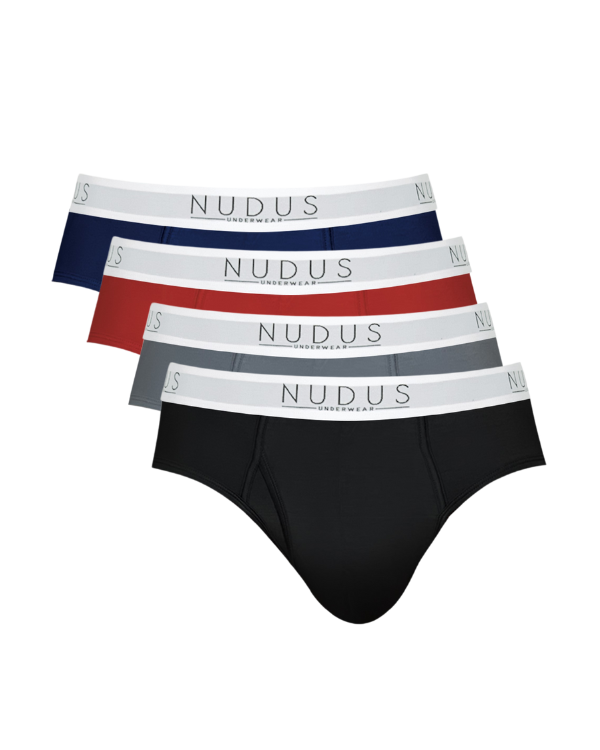 NUDUS Men's Bamboo Briefs - Fly Opening - Pack of 4 - Gift Box