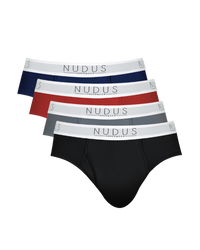 NUDUS Men's Bamboo Briefs - Fly Opening - Pack of 4 - Gift Box