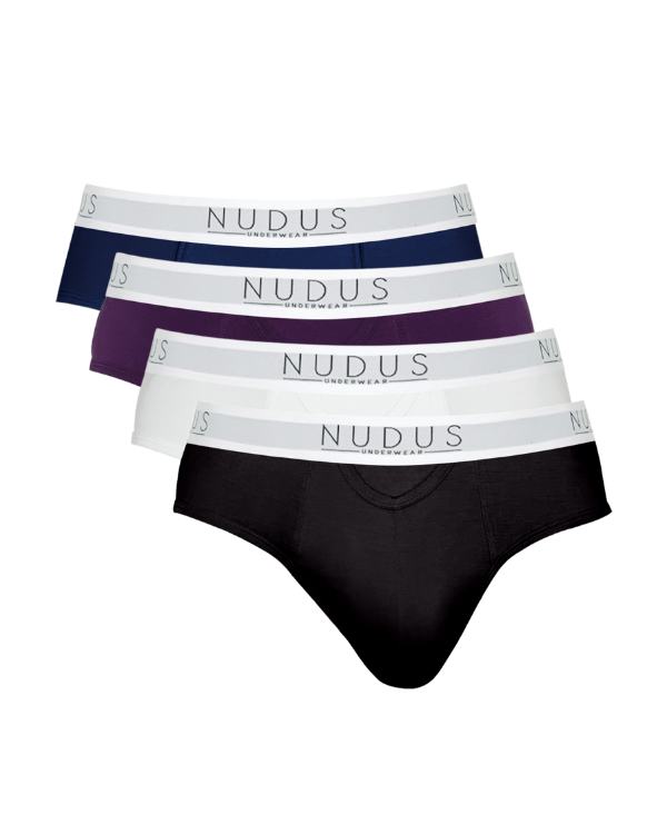 NUDUS Men's Bamboo Briefs - Fly Opening - Pack of 4 - Gift Box