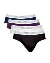 NUDUS Men's Bamboo Briefs - Fly Opening - Pack of 4 - Gift Box