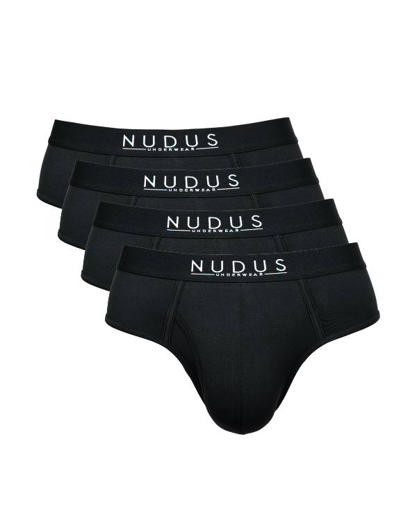 NUDUS Men's Bamboo Briefs - Fly Opening - Pack of 4 - Gift Box