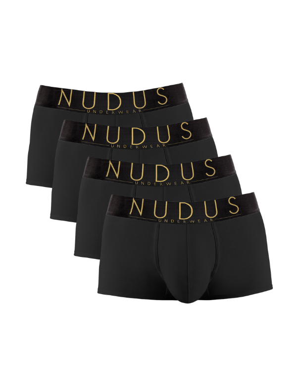 ALL BLACK NUDUS Men's Cotton Trunks - Pack of 4 - Gift Box