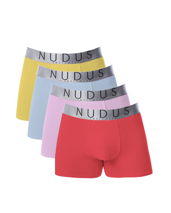 NUDUS Men's Cotton Boxer Briefs - Pack of 4 - Gift Box