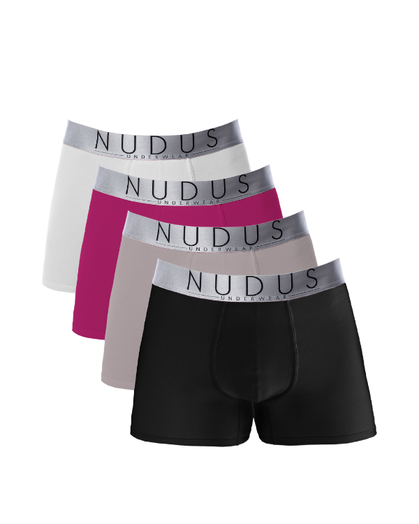 NUDUS Men's Cotton Boxer Briefs - Pack of 4 - Gift Box