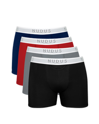 NUDUS Men's Bamboo Boxer Briefs - Fly Opening - Pack of 4 - Gift Box