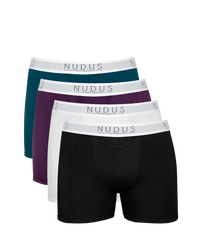 NUDUS Men's Bamboo Boxer Briefs - Fly Opening - Pack of 4 - Gift Box