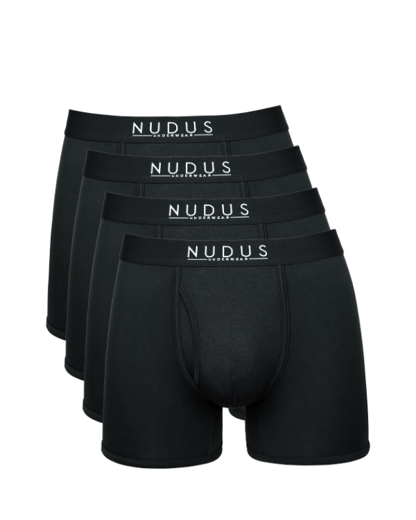 NUDUS Men's Bamboo Boxer Briefs - Fly Opening - Pack of 4 - Gift Box