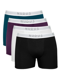 NUDUS Men's Bamboo Boxer Briefs - Fly Opening - Pack of 4 - Gift Box