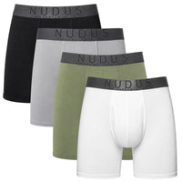 NUDUS Men's Modal Boxers - Fly Opening - Pack of 4 - Gift Box