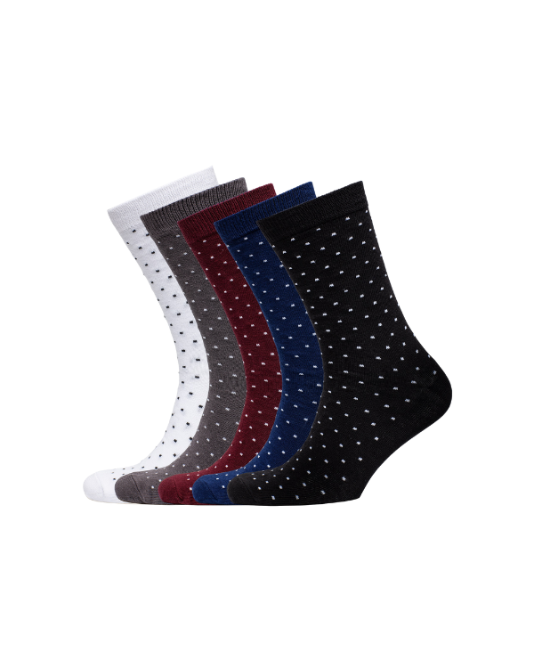 NUDUS Men’s Cotton Polka Dot Dress Socks 5-Pair Gift Box