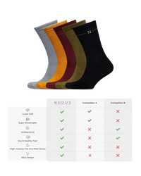 NUDUS Men’s Super Soft Bamboo Dress Socks 5-Pair Gift Box