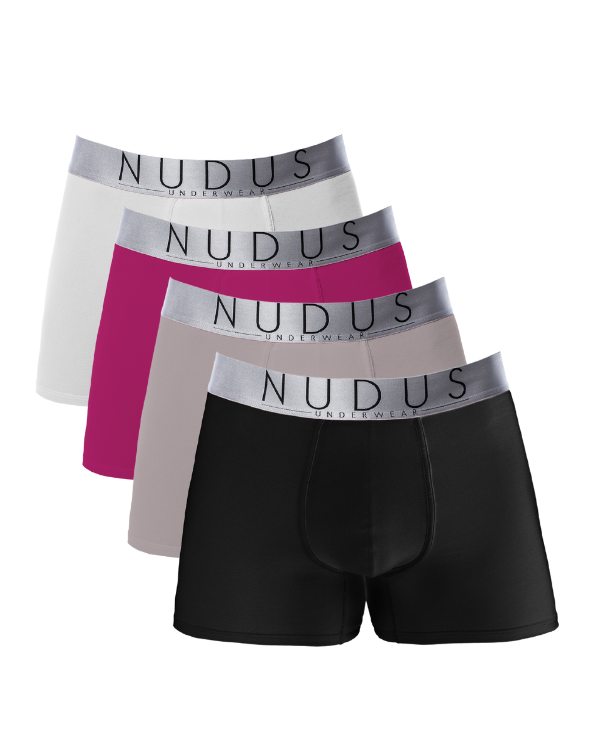 NUDUS Men's Cotton Boxer Briefs - Pack of 4 - Gift Box