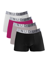 NUDUS Men's Cotton Boxer Briefs - Pack of 4 - Gift Box