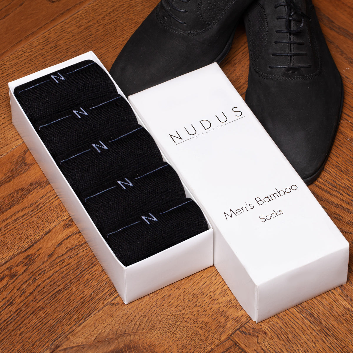 NUDUS Men’s Super Soft Bamboo Dress Socks 5-Pair Gift Box