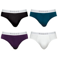 NUDUS Men's Bamboo Briefs - Fly Opening - Pack of 4 - Gift Box