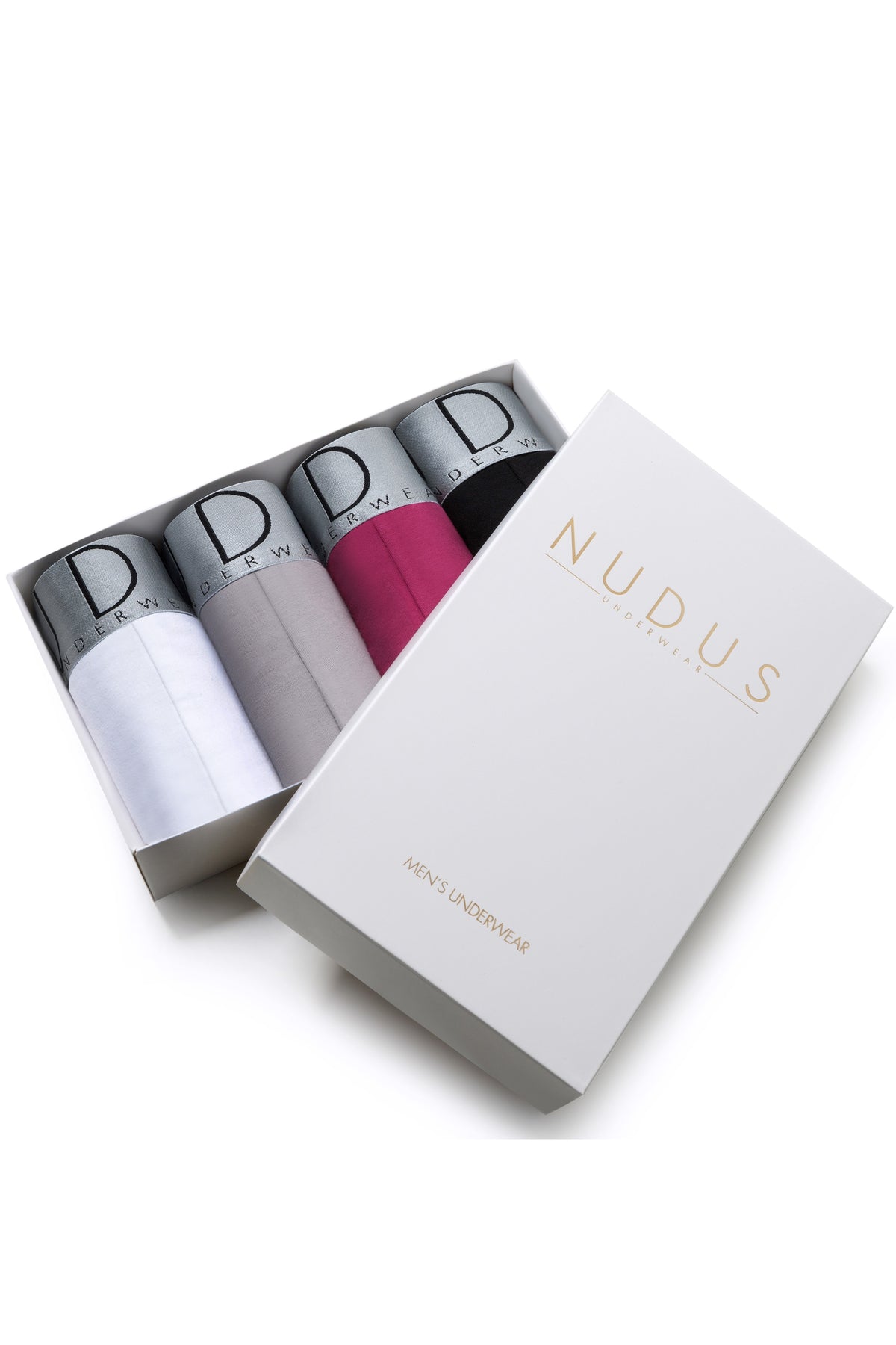 NUDUS Men's Cotton Boxer Briefs - Pack of 4 - Gift Box