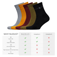 NUDUS Men’s Super Soft Bamboo Quarter Socks 5-Pair Gift Box